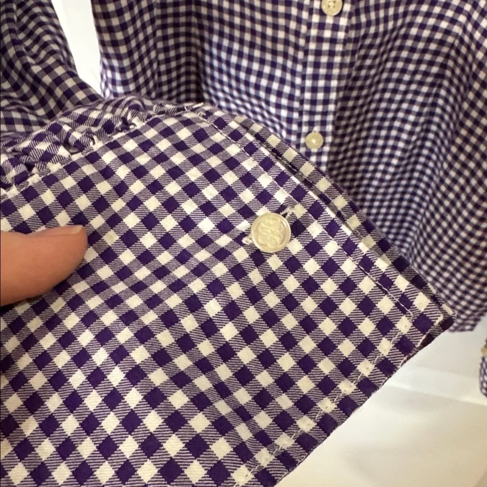 RALPH LAUREN GIRLS PURPLE PLAID RUFFLE COLLAR BUTTON DOWN SHIRT 16 - Picture 3 of 7